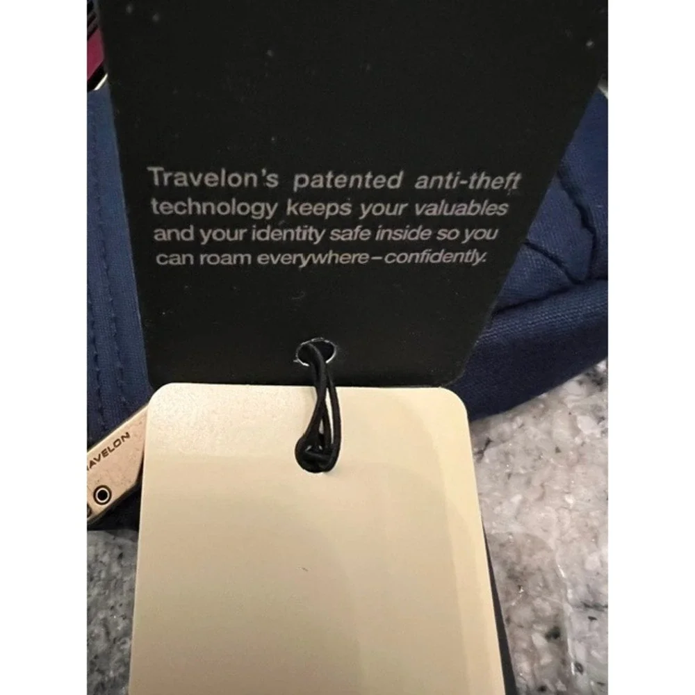 Travelon Anti-Theft Courier Mini Crossbody Bag Navy Canvas RFID Blocking Purse